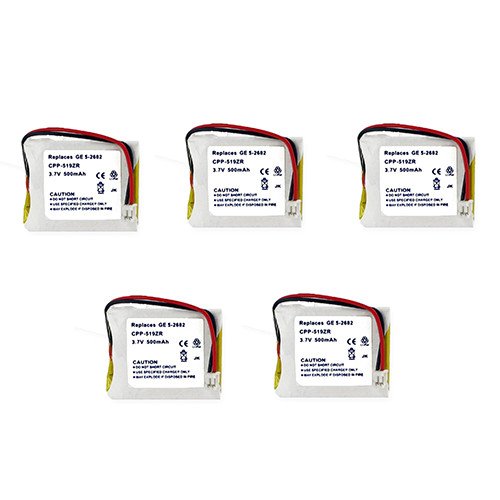 GE 5-2682 Cordless Phone Combo Pack with 5 EM-CPP-519ZR Batteries - Perfect for Home & Office Communication