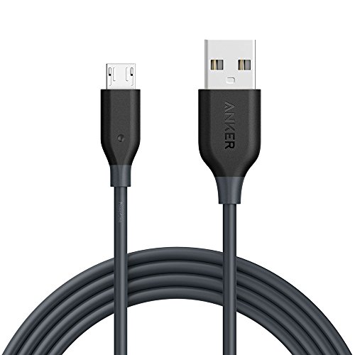 Anker Powerline Micro USB Cable - 6ft Durable Charging Cord with Aramid Fiber, 5000+ Bend Lifespan - Compatible with Samsung, Nexus, LG, Motorola & Android Devices (Gray) - Perfect for Home, Office & Travel Charging