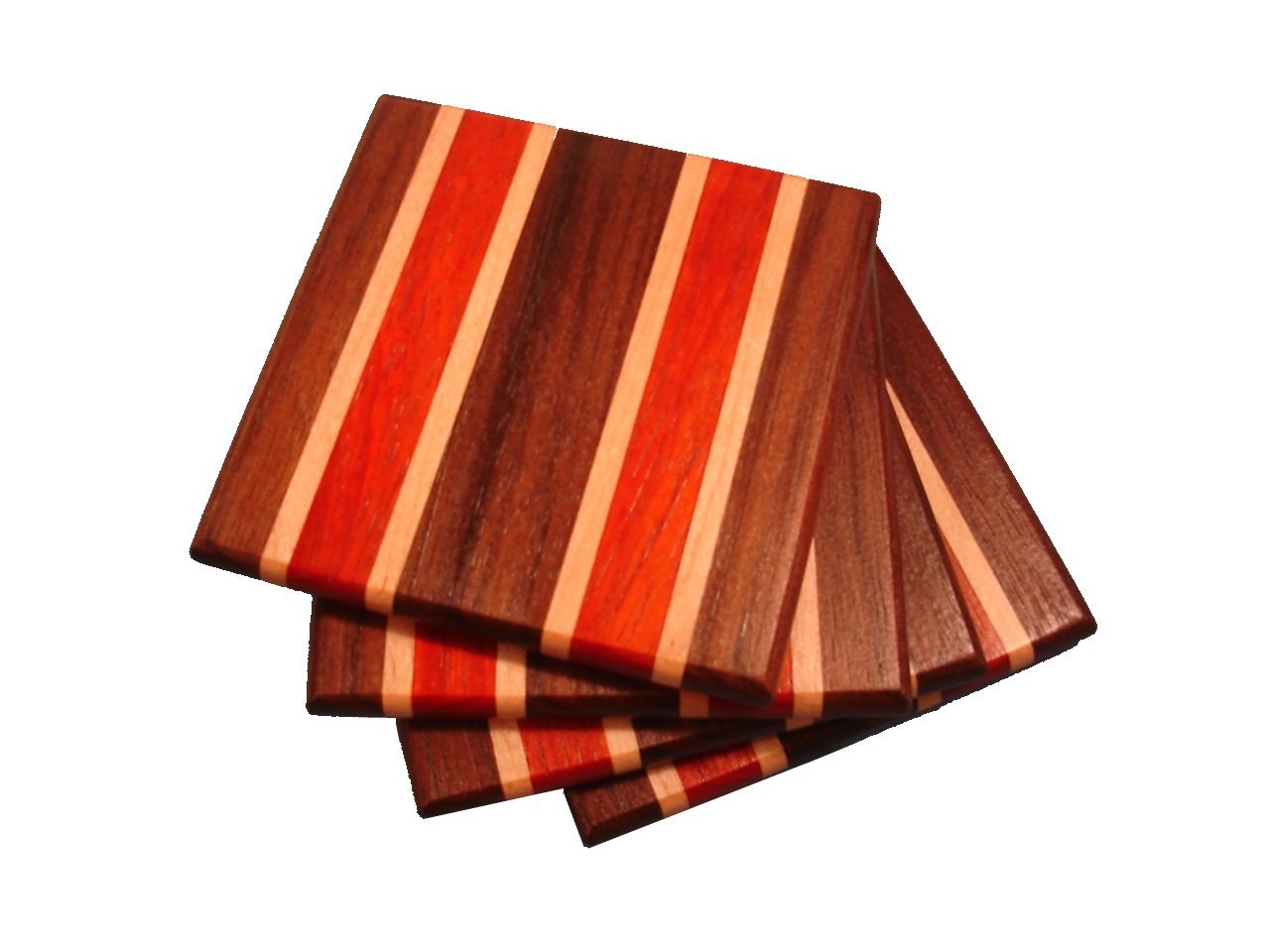 Handmade Wood Coasters Set - Natural Walnut, Maple & Padauk Wood Drink Coasters for Coffee Table, Bar, Home Decor & Gift Giving