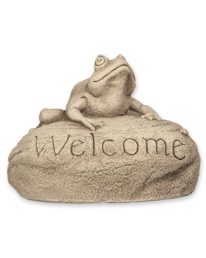 Carruth Studio Cast Stone Frog Welcome Sculpture #332A - Handcrafted Garden Statue for Outdoor Decor & Home Entrance