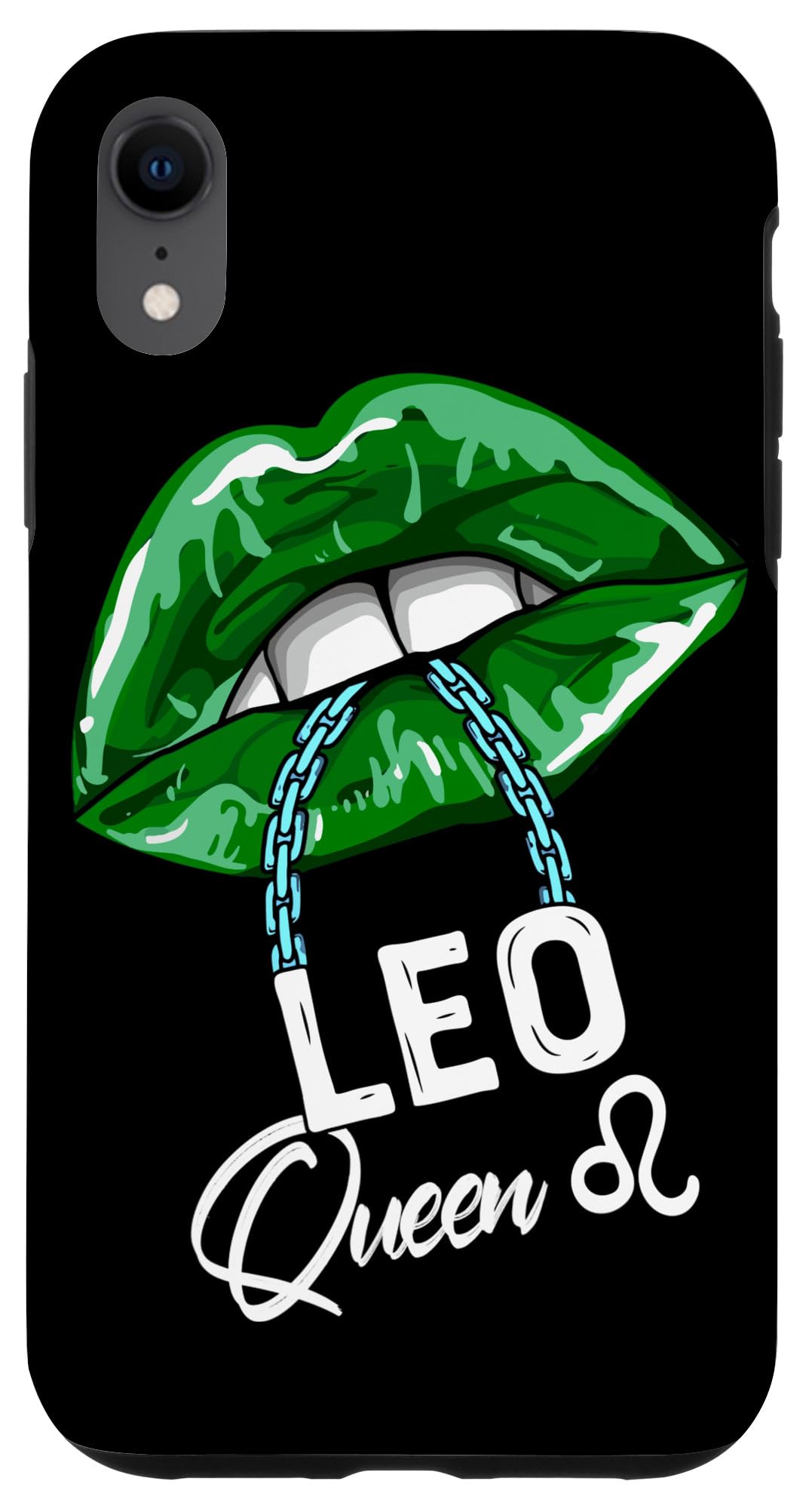 iPhone XR Green Leo Queen Lips Chain Zodiac Phone Case - Stylish Protective Cover for St. Patrick's Day, Birthday Gifts & Daily Use