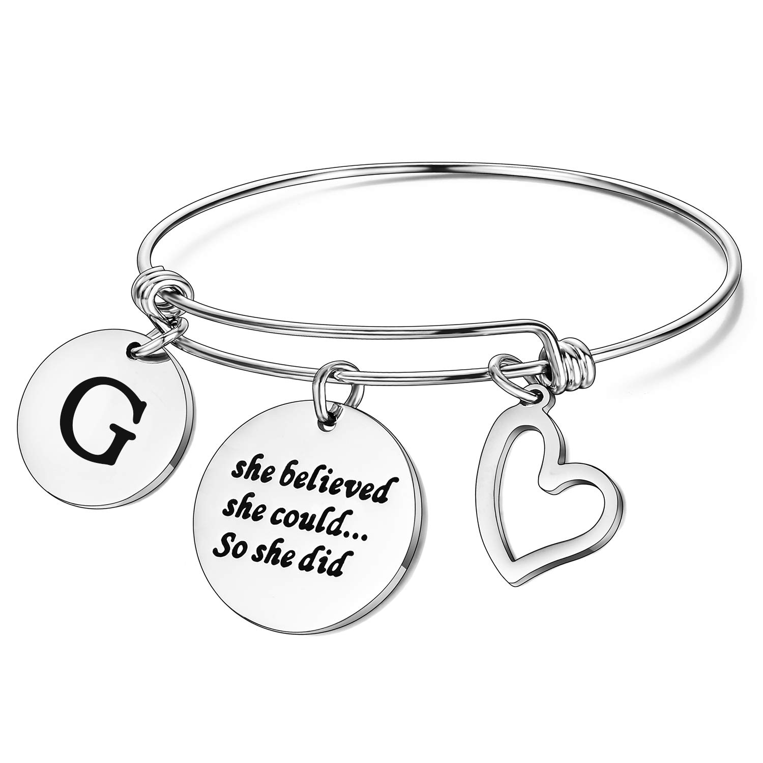 Personalized Initial Bracelet for Women & Girls - Inspirational Graduation, Birthday Gift with Custom Charm - Perfect for Special Occasions & Everyday Wear