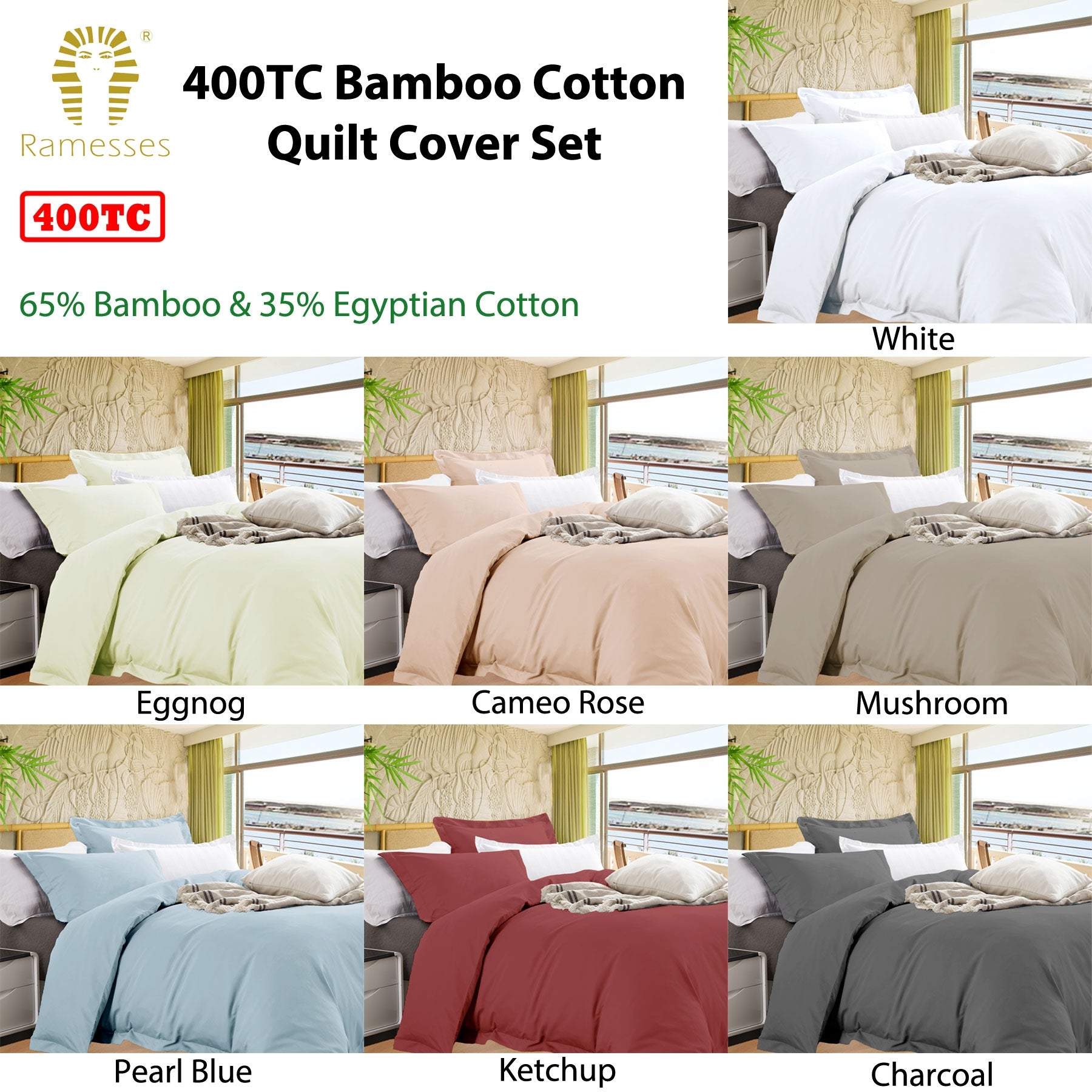 Premium Bamboo Cotton Quilt Cover Set - Queen Size, Cameo Rose Design | Soft & Breathable Bedding for All Seasons | Perfect for Master Bedroom, Guest Room & Cozy Home Decor