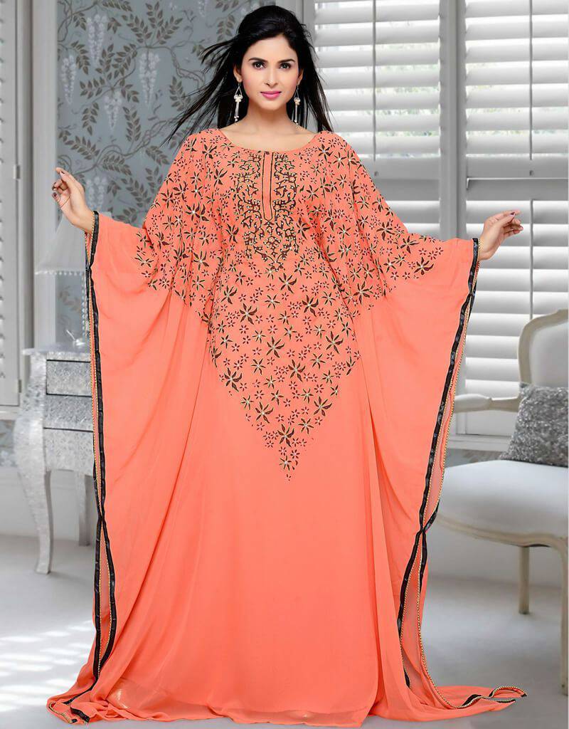 Stylish Faux Georgette Kaftan Dress for Women - Elegant Beach Cover Up, Summer Vacation Wear & Boho Chic Outfit