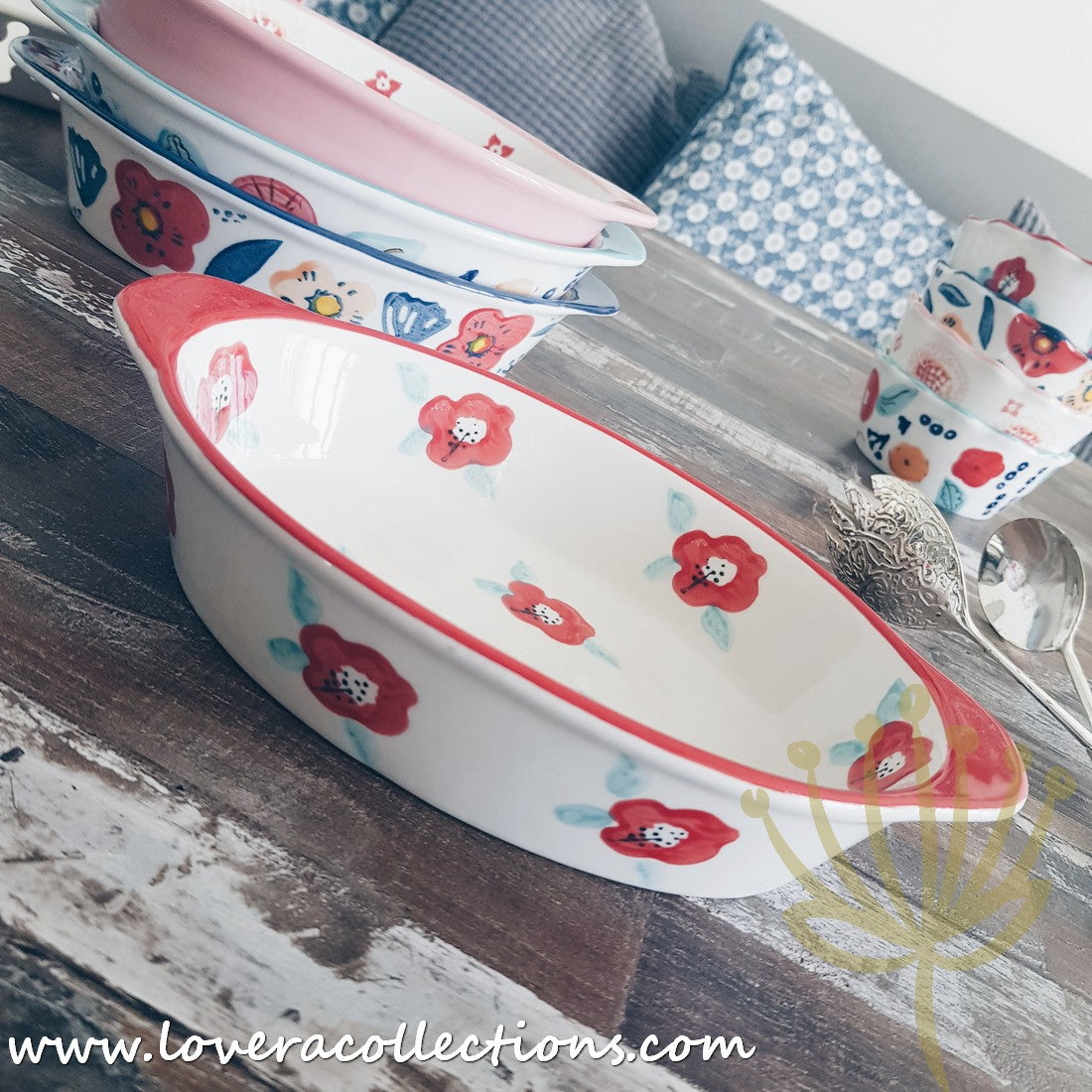 Handmade Pink Blossom Oval Ceramic Baking Dish - 12 Inch Porcelain Casserole Pan for Oven, Microwave & Dishwasher | Perfect for Casseroles, Lasagna, Desserts & Holiday Baking