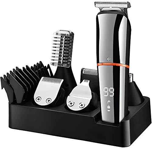 Professional Hair Clippers for Men - 6-in-1 Electric Beard Trimmer & Body Groomer Kit, Waterproof Cordless Hair Trimmer for Facial, Eyebrow, Nose & Ear Hair - Perfect for Home & Travel Grooming (Color: SET)