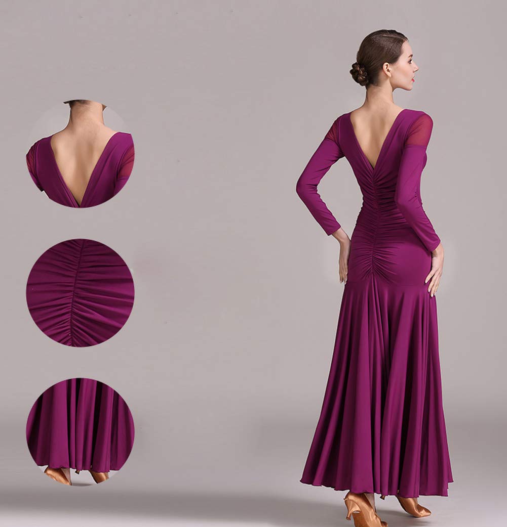 Elegant Frills Ballroom Dance Dress - Modern Flamenco & Waltz Performance Gown - Standard Practice Wear & Competition Costume for Latin, Smooth & Professional Dance Events