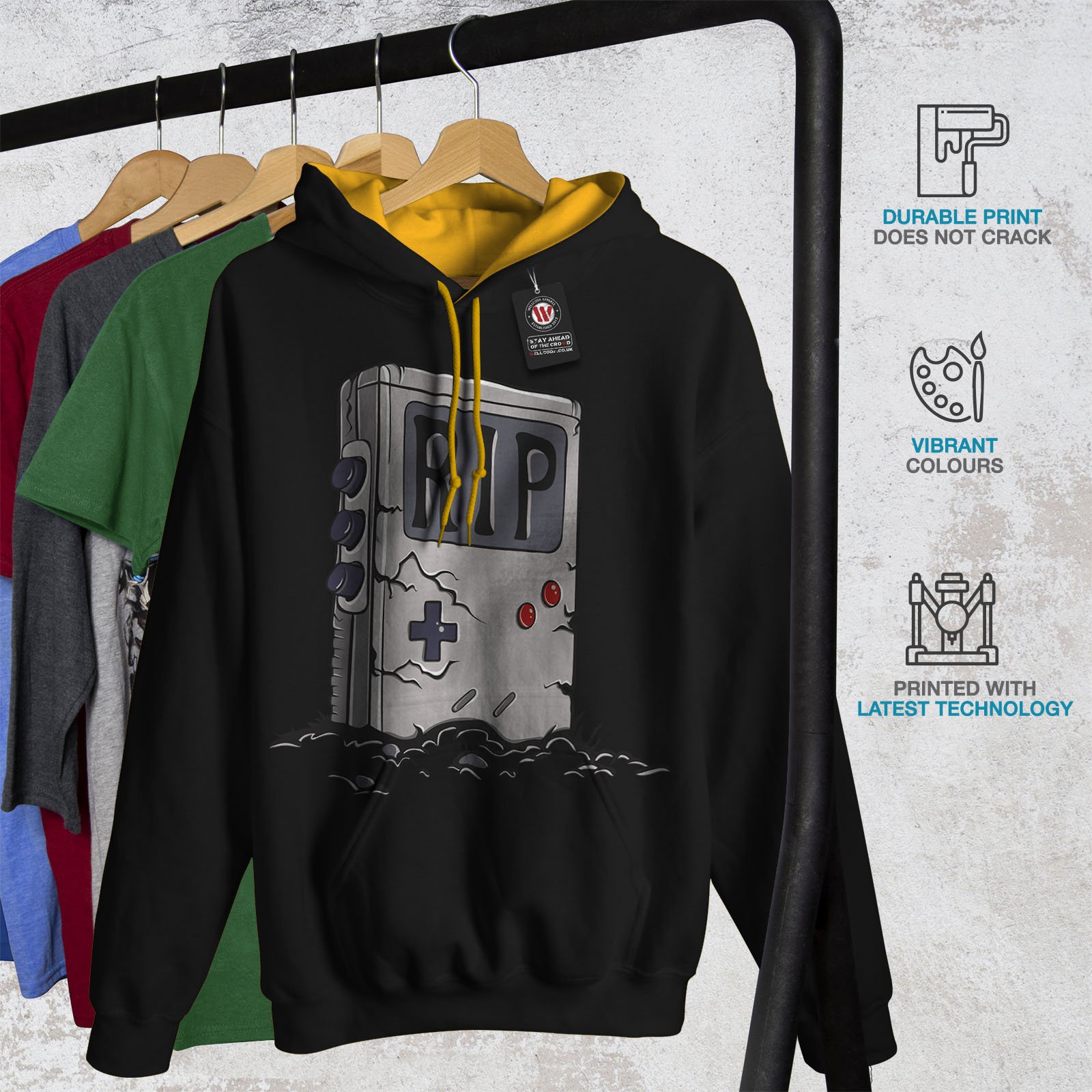 Wellcoda Retro Gameboy Hoodie for Men - 90s Vintage Gaming Sweatshirt with Contrast Design | Perfect for Casual Wear, Gaming Events & Nostalgic Outfits