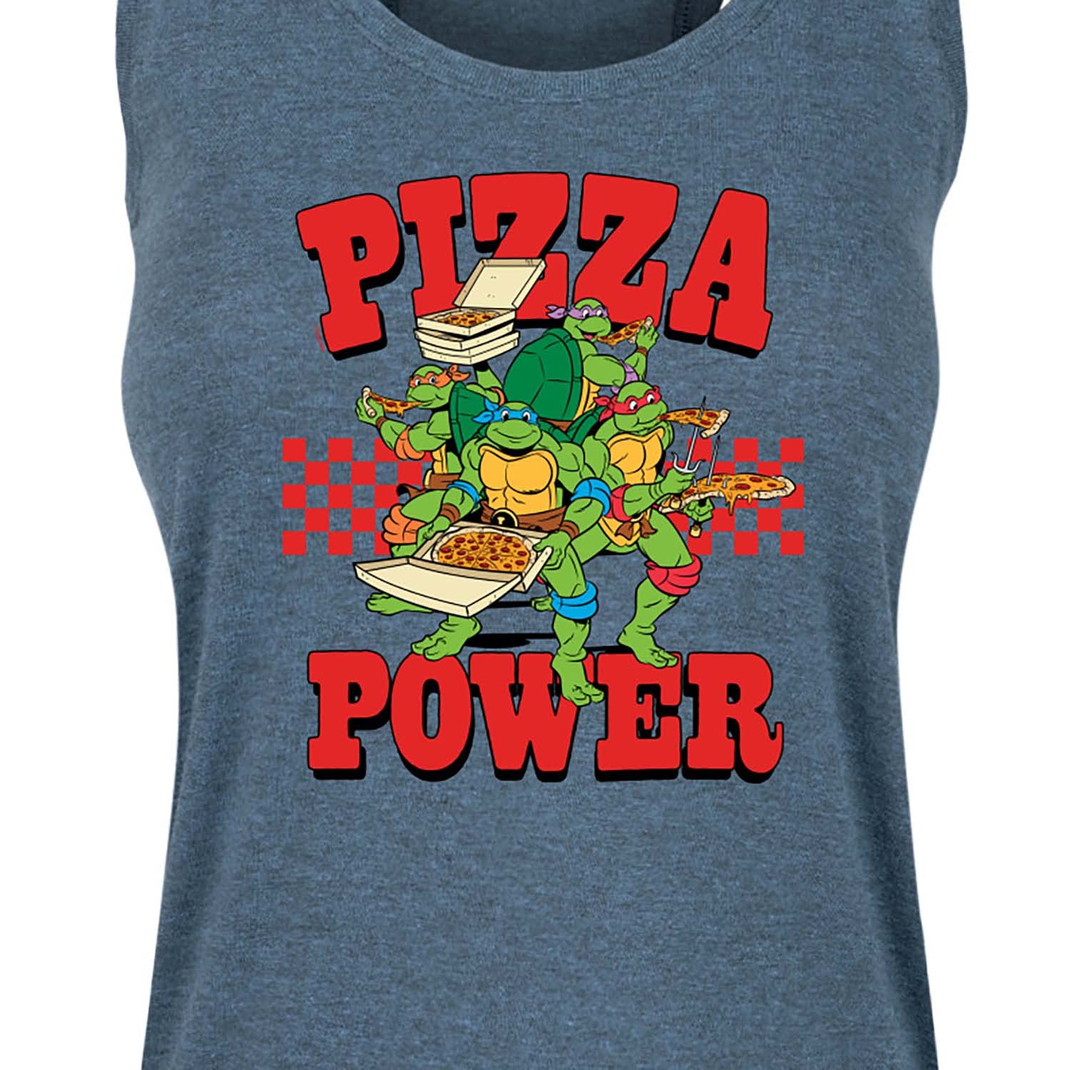 HYBRID APPAREL Teenage Mutant Ninja Turtles Pizza Power Women's Racerback Tank Top - Soft Breathable Workout Top for Gym, Yoga & Casual Wear