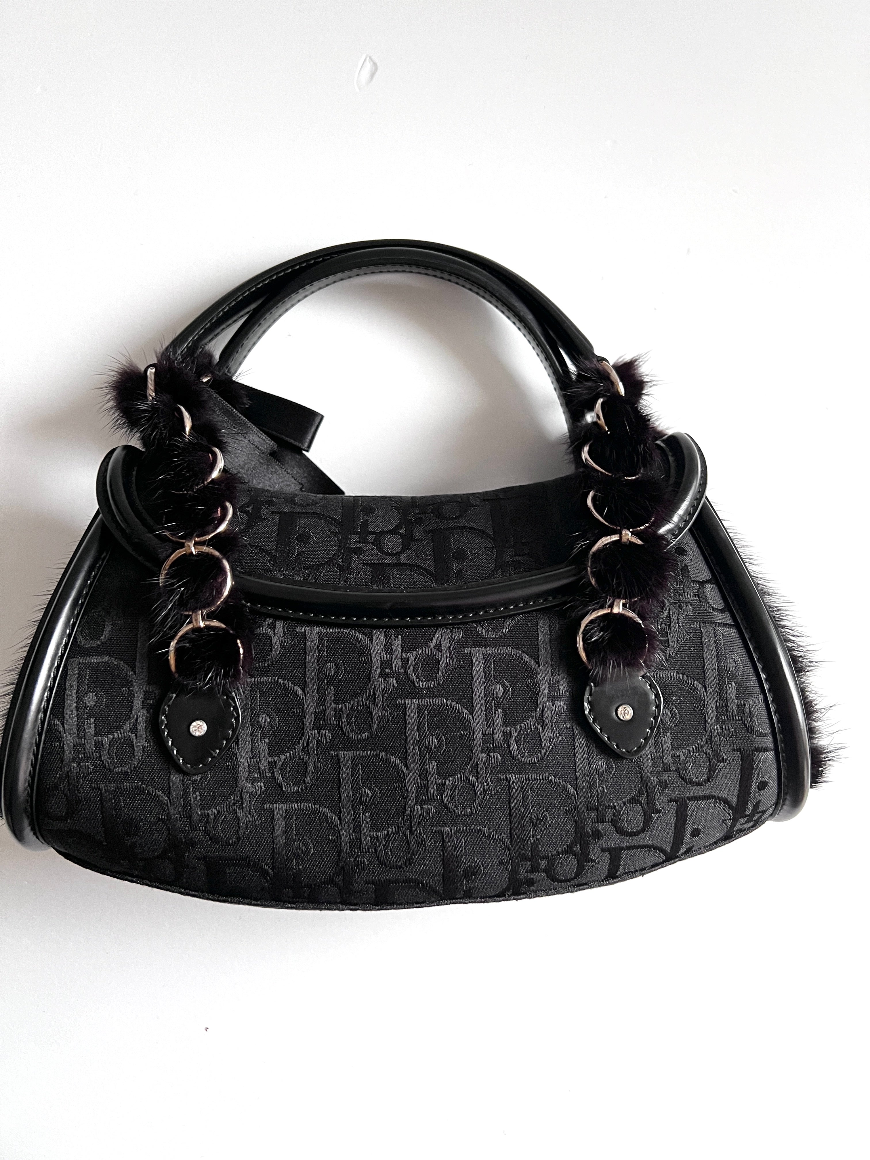 Dior Small Punk Bag with Mink Fur Decoration - Stylish Crossbody Purse for Women, Perfect for Parties, Dates & Night Out