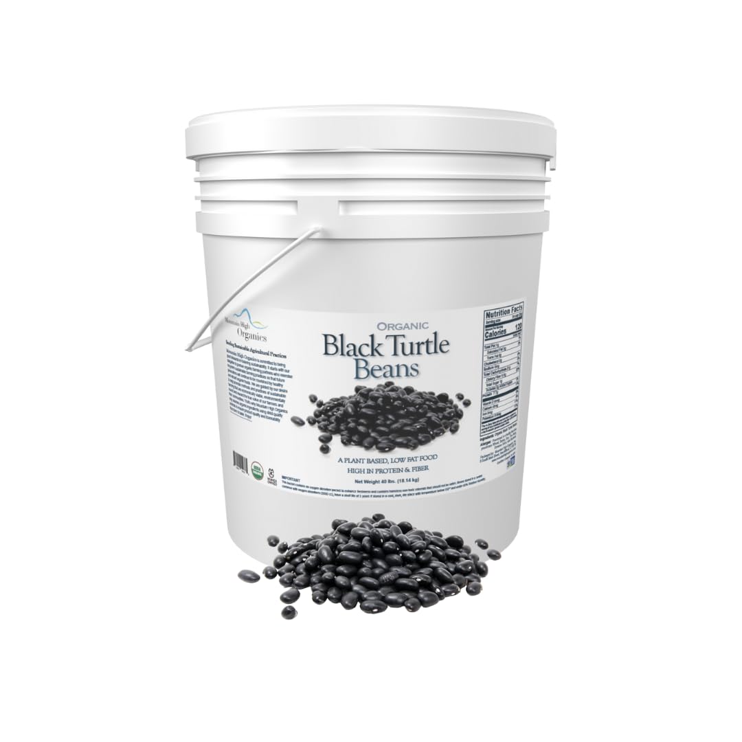USDA Certified Organic Bulk Black Beans - 40 lbs | Non-GMO, Vegan, Plant-Based Protein & Fiber | Perfect for Soups, Stews & Meal Prep