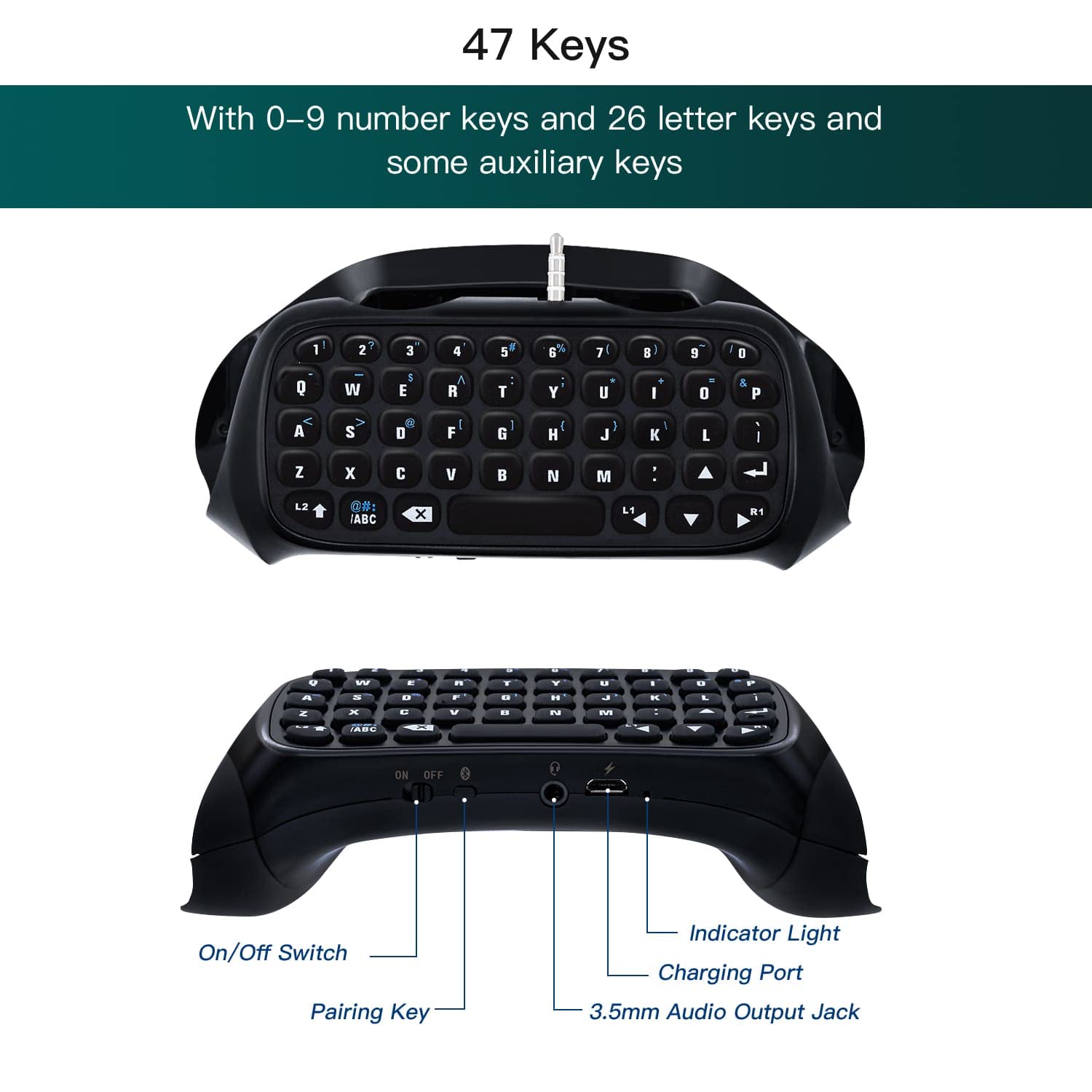 McBazel Bluetooth Gaming Keyboard Controller for PS4, PS4 Slim & PS4 Pro - Wireless Chatpad with Backlit Keys | Perfect for Online Gaming, Streaming & Voice Chat