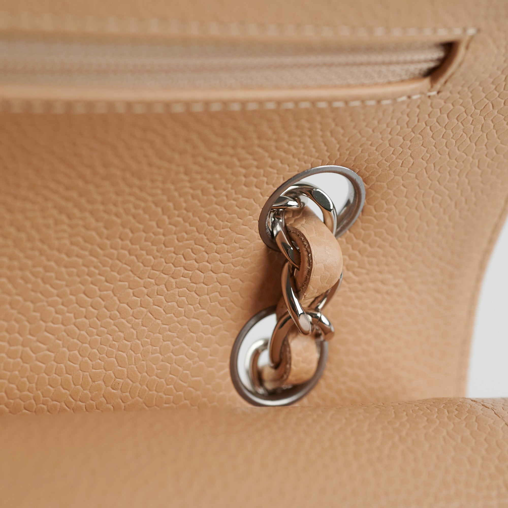 Chanel Classic Flap Bag Medium Size in Beige Caviar Leather with Microchip - 2022 Authentic Luxury Handbag for Women, Perfect for Parties, Work & Everyday Use