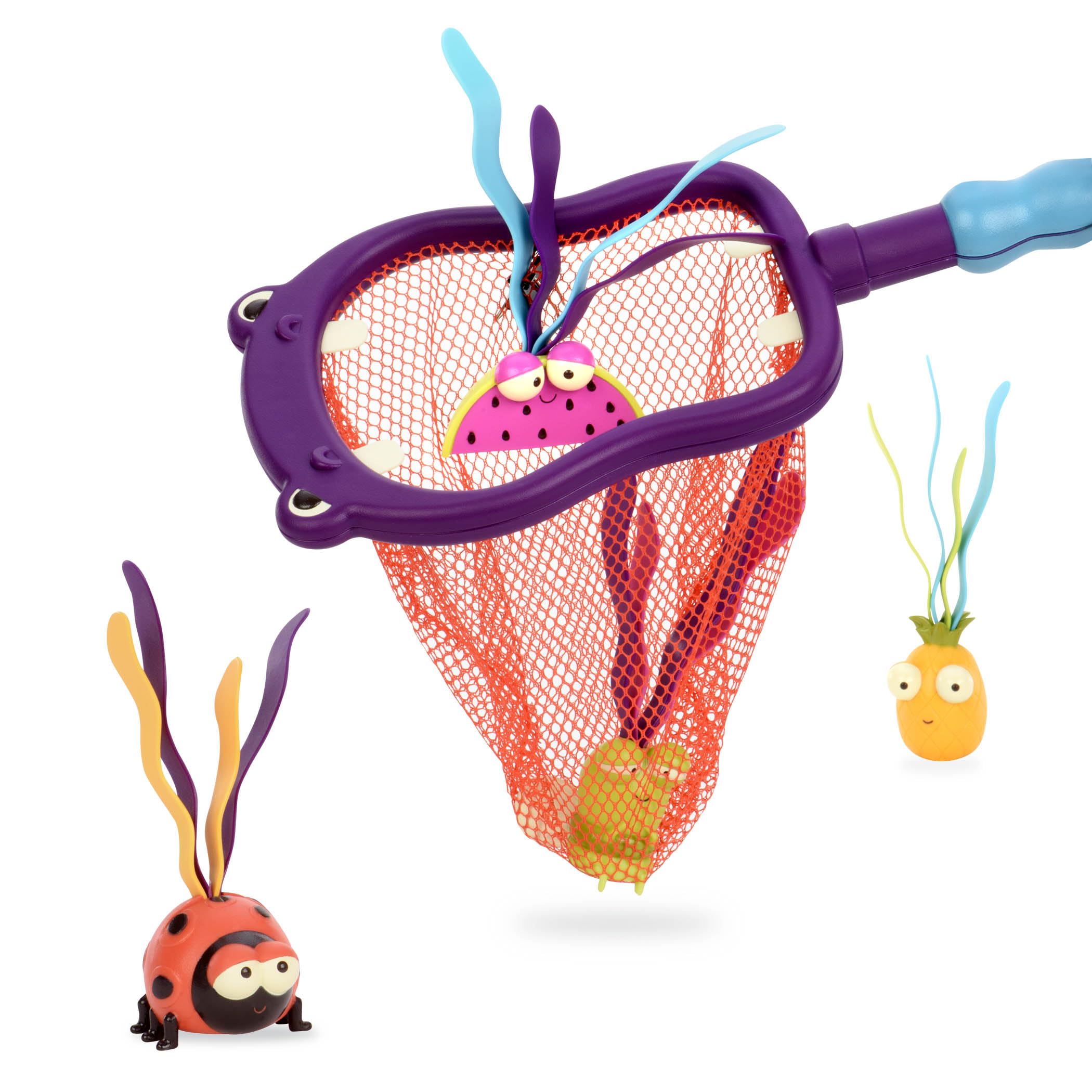 B. Toys Hippo Scoop-A-Diving Pool Toys Set - 5 Piece Water Play Kit with Hippo Net & 4 Fun Water Toys for Kids Ages 3+ - Perfect for Pool Parties, Beach Fun & Summer Outdoor Play