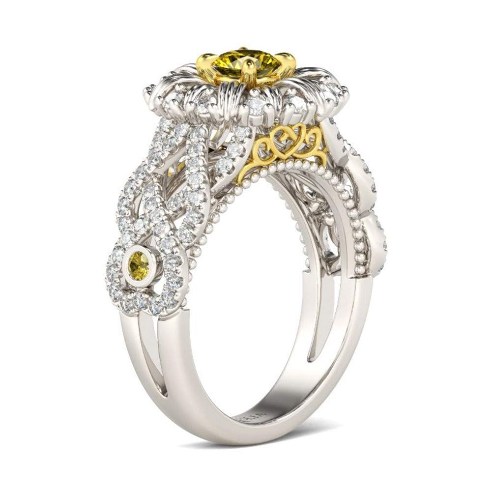 Jeulia 925 Sterling Silver Daisy Flower Ring for Women - Intertwined Hawaiian Floral Engagement Ring Set with White Diamond Halo, Bridal Wedding Anniversary Birthday Gift (Includes Jewelry Box) | Perfect for Beach Weddings, Boho Style & Everyday Elegant Wear