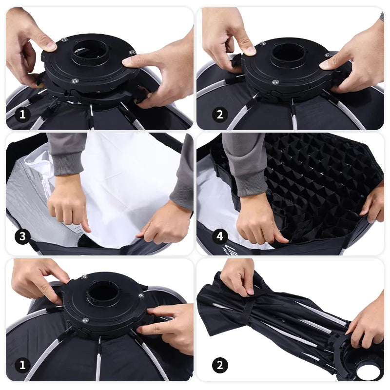 Ulanzi 40cm / 60cm Quick Release Octagonal Softbox with Mini Bowens Mount - Professional Photography Lighting Diffuser for Studio, Portrait, and Product Photography