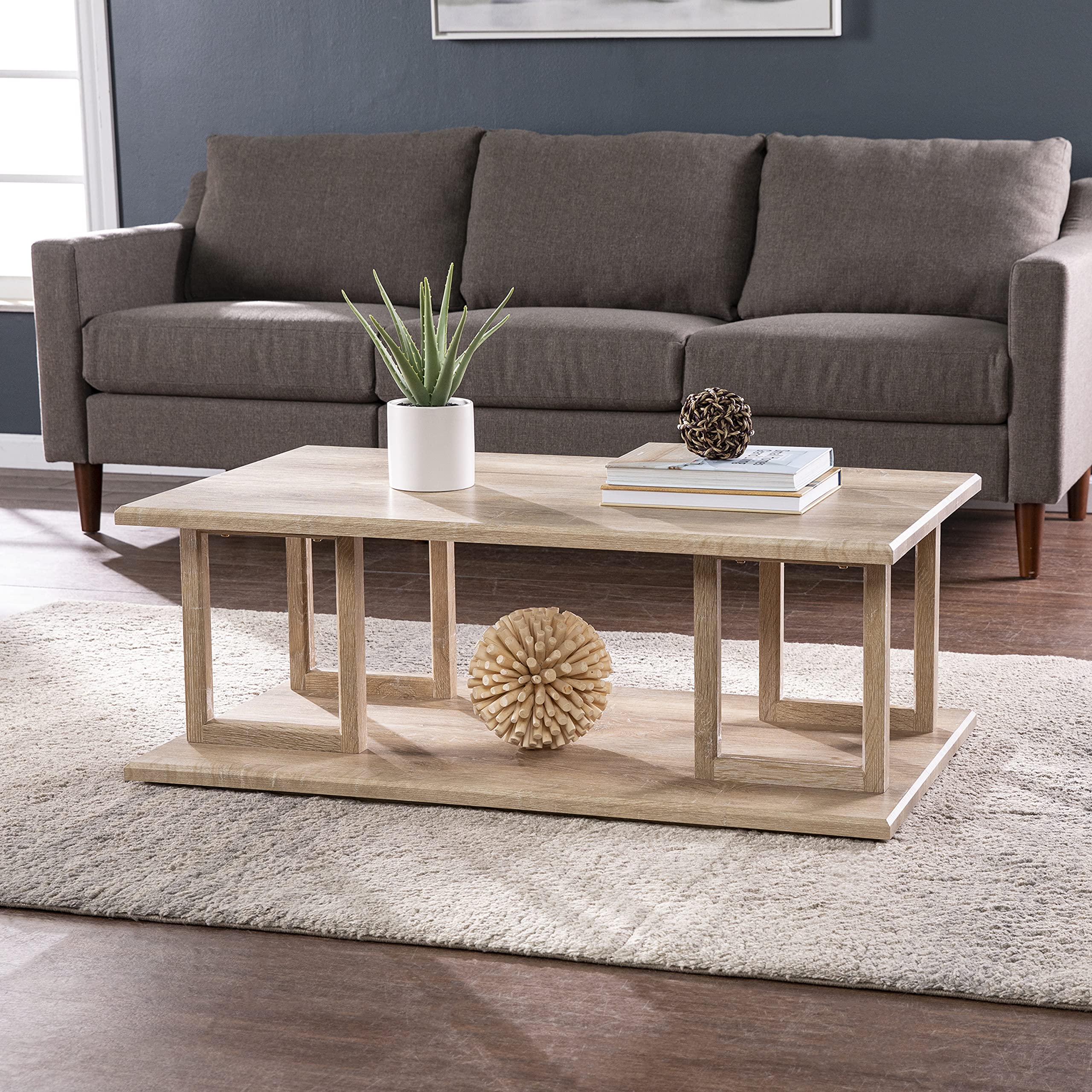 SEI Furniture Markworth Coffee Table - Natural Wood Finish, Standard Size for Living Room, Perfect for Home Decor & Entertaining Guests