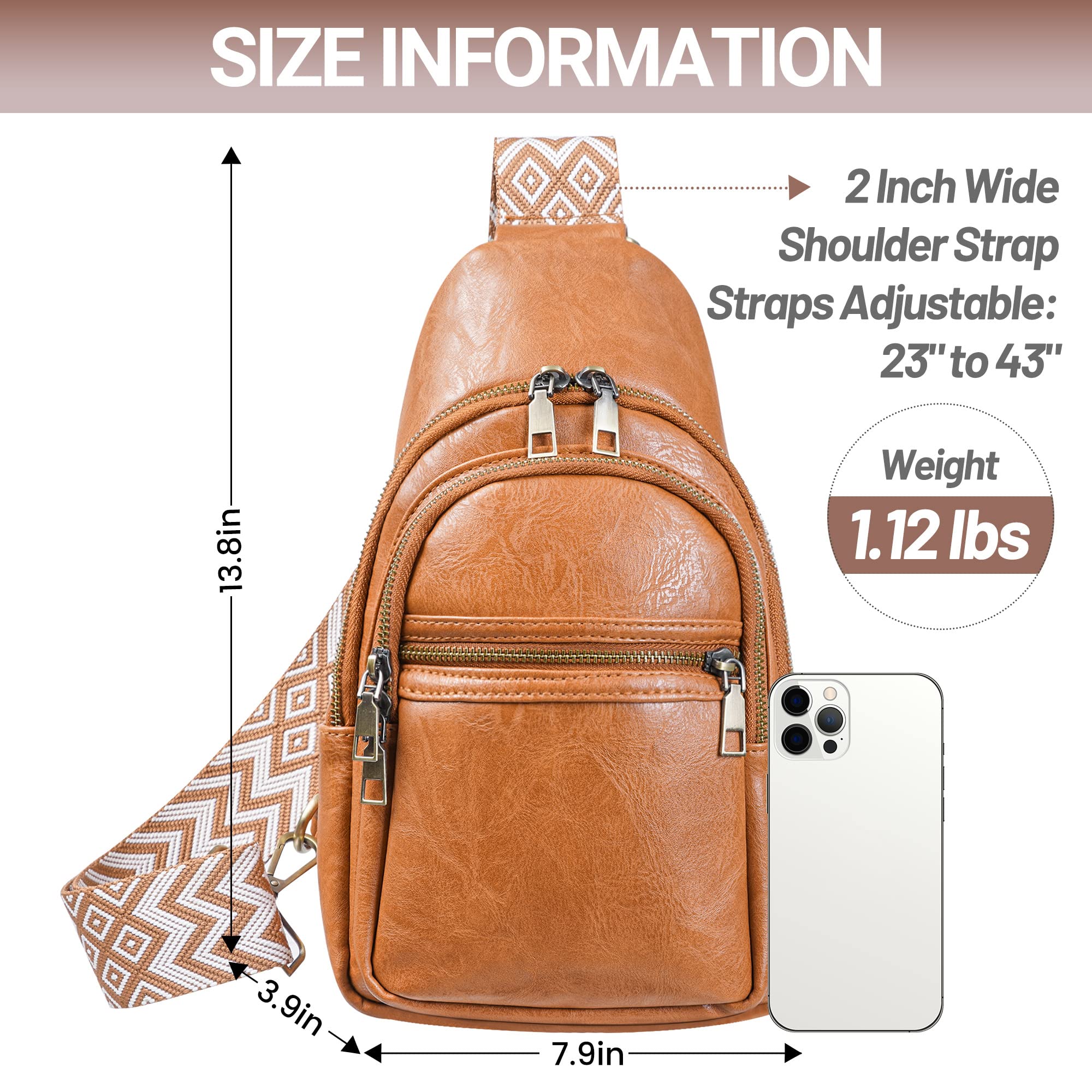 KFXFENQ Women's PU Leather Sling Bag - Fashion Crossbody Backpack & Multipurpose Chest Purse for Daily Use, Travel, Work, and Outdoor Activities