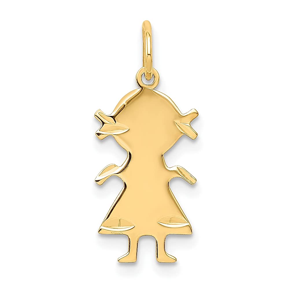 14K Yellow Gold Engravable Baby Girl Charm Necklace Pendant - Personalized Disc Jewelry for Women, Gifts for Her - Perfect for Birthdays, Anniversaries & Baby Showers