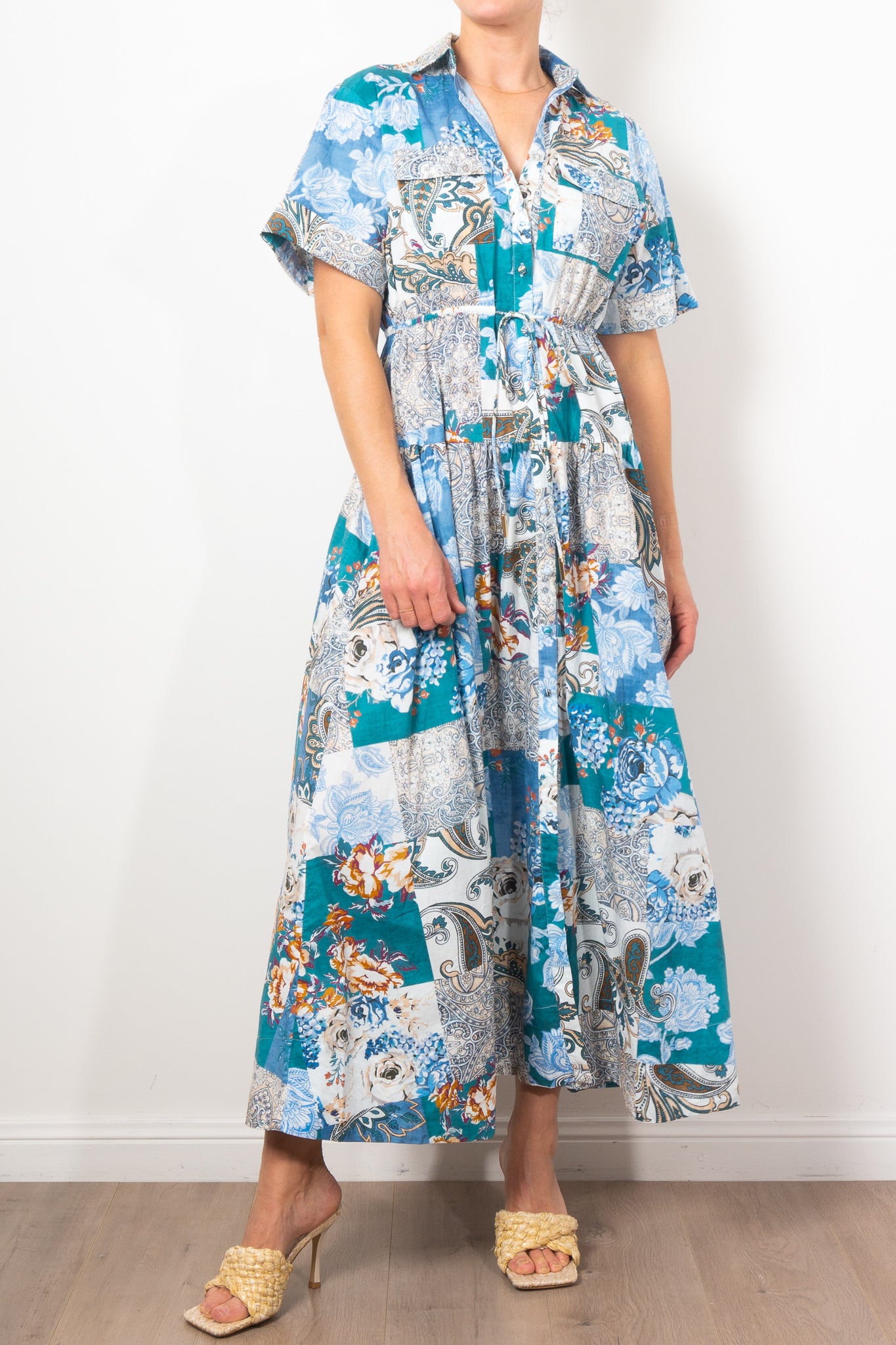 Kinney Maeve Patchwork Maxi Dress for Women | Bohemian Floral Print Long Dress | Perfect for Summer Vacations, Beach Parties & Casual Outings