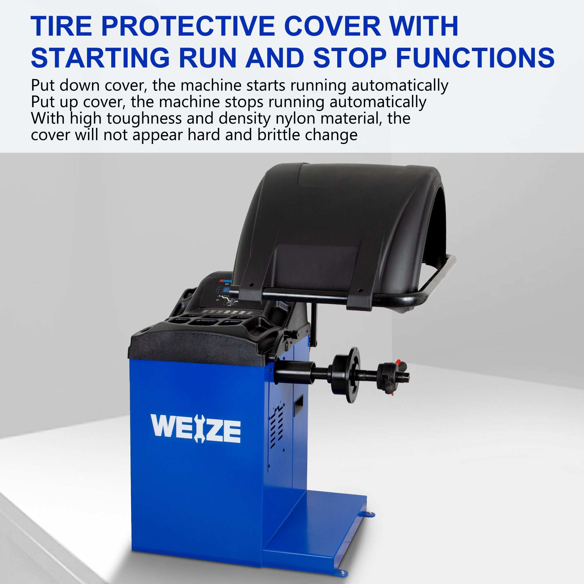 WEIZE Heavy Duty Wheel Balancer Machine - Professional Tire Balancing Equipment with Protective Cover for Auto Repair Shops & DIY Car Maintenance