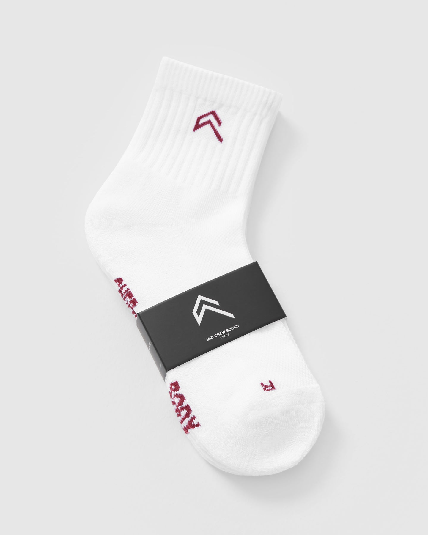 Mid Crew Socks 2 Pack - Soft Cotton Athletic Socks for Men & Women | White/Burnt Cherry | Comfortable for Running, Gym & Everyday Wear