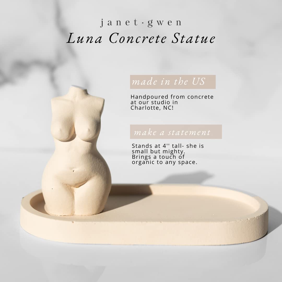 Luna Rose Concrete Goddess Statue - Minimalist Home Decor for Living Room, Bathroom & Vanity | Bohemian Style Indoor Statue for Meditation Spaces & Yoga Studios