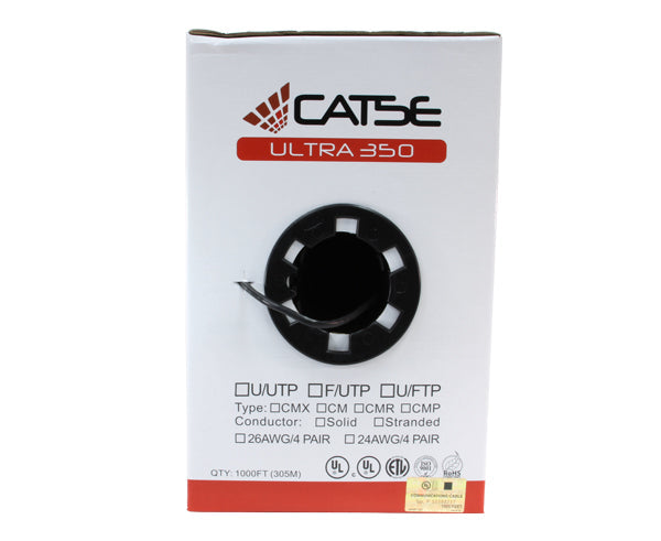 1000FT CAT5E Riser Bulk Ethernet Cable - CMR ETL Certified, Solid Copper UTP 24 AWG for Home & Office Network Installation