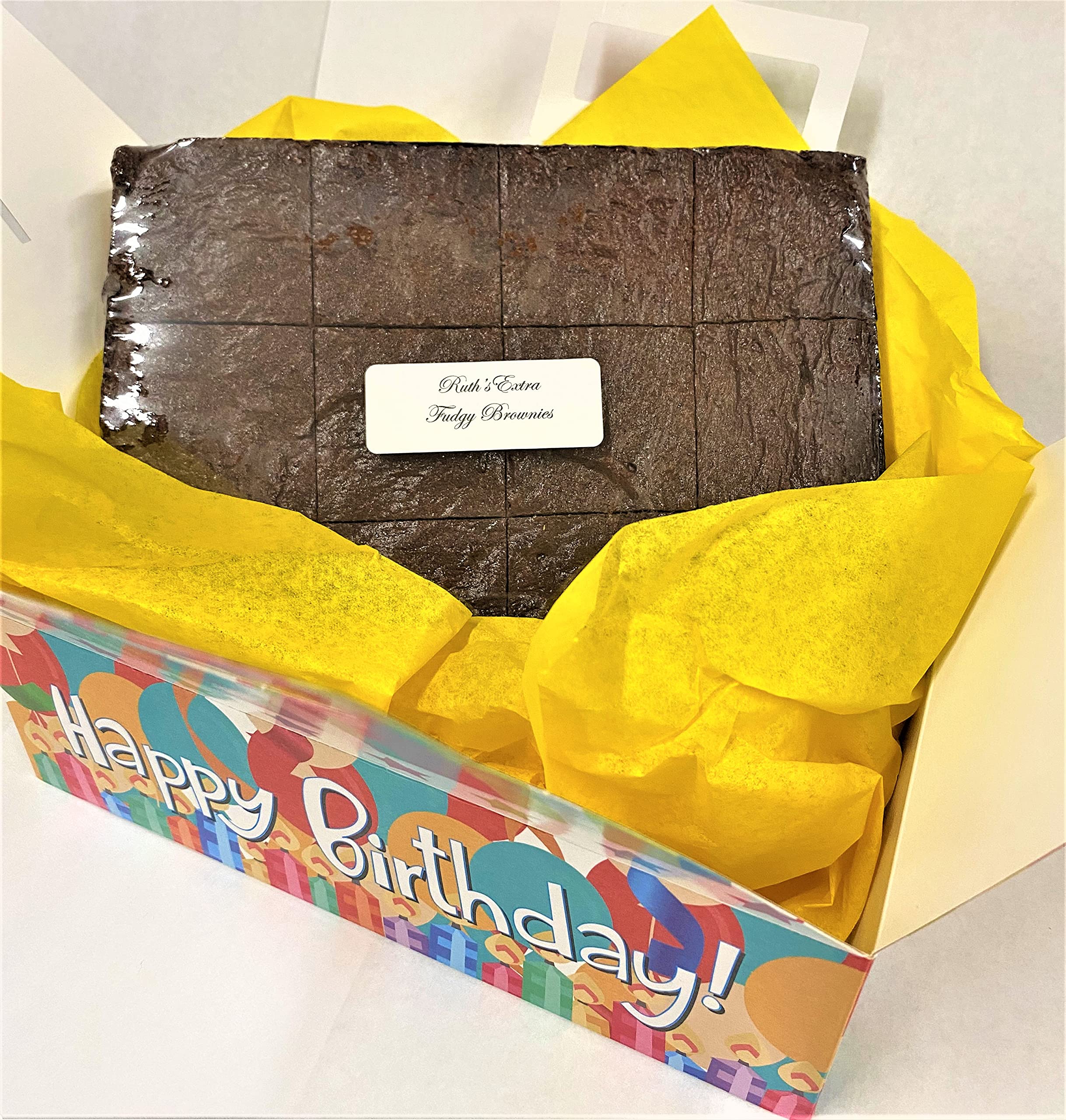 Ruth's Gourmet Brownies - Extra Fudgy Chocolate Brownies in Birthday Gift Box (12 Count) | Freshly Baked & Shipped Same Day | Perfect for Birthday Gifts, Office Treats & Holiday Desserts