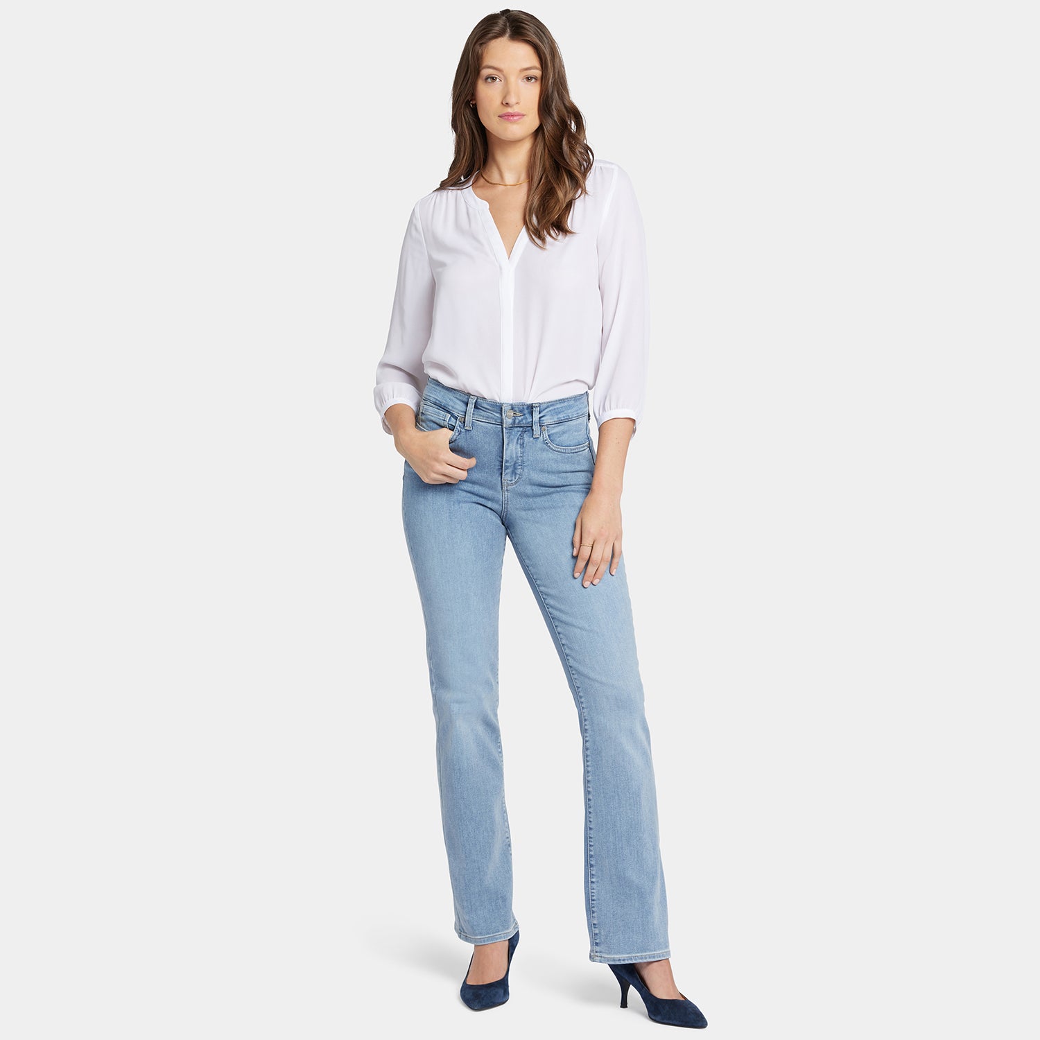 Blake Slim Flared Jeans for Petite Women - Stretch Denim Skinny Bootcut Pants for Casual Wear & Night Out