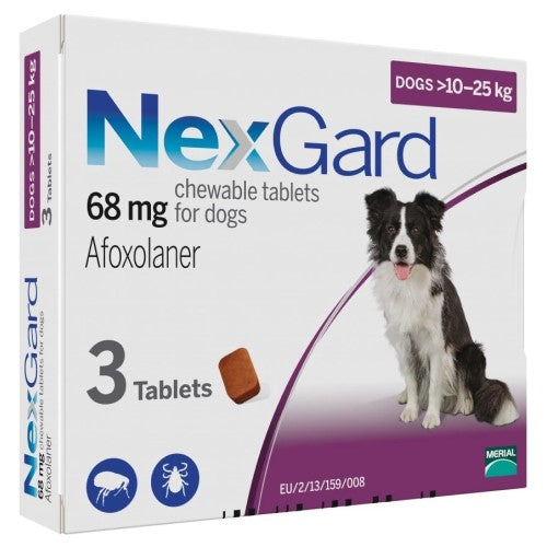 NexGard Chewables for Dogs 10-25kg | Flea & Tick Prevention Treatment | Vet-Recommended Soft Chews for Medium Dogs | Protects Against Fleas, Ticks & Parasites | Ideal for Outdoor Adventures, Dog Parks & Daily Walks