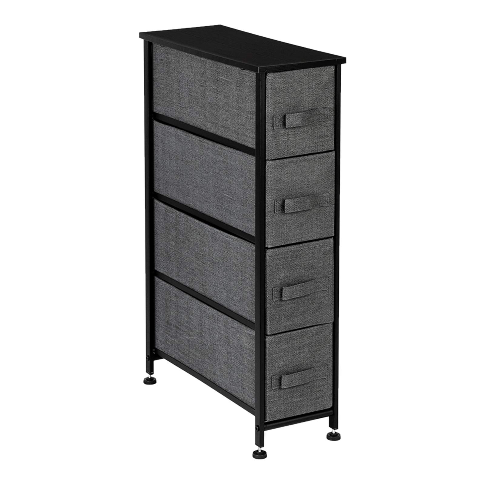 **JIAD 4-Drawer Narrow Dresser Tower - Vertical Storage Organizer with Steel Frame & Wood Top for Bedroom, Bathroom, Laundry & Closet - Easy Pull Fabric Bins (Gray) - Perfect for Small Spaces & Apartment Living**