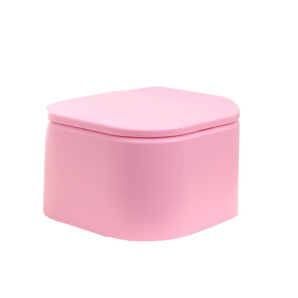 Hflove Mini Pink Plastic Table Top Trash Can - Small Countertop Waste Bin for Office, Kitchen, Bathroom & Desk Use
