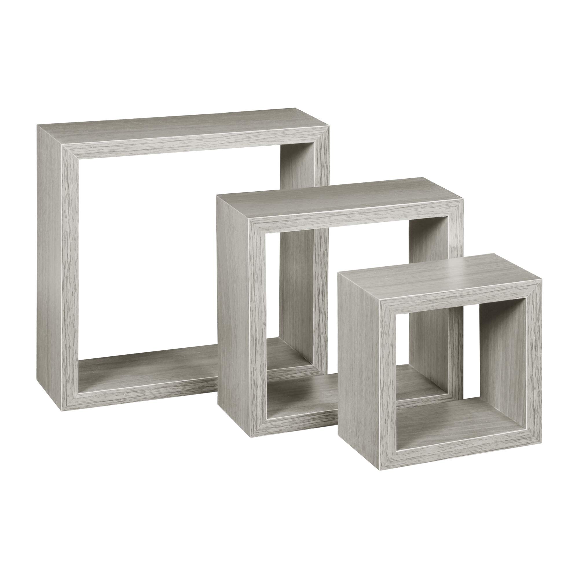 Niche Soho 3 Piece Wall Shelf Set - Rustic Weathered Grey Floating Shelves for Living Room, Bedroom & Bathroom Storage Decor