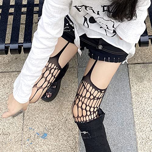 2 Pack Ripped Gothic Tights for Women - Punk Fishnet Stockings for Gothic Fashion & Alternative Clothing | Perfect for Halloween, Cosplay & Dark Aesthetic Outfits