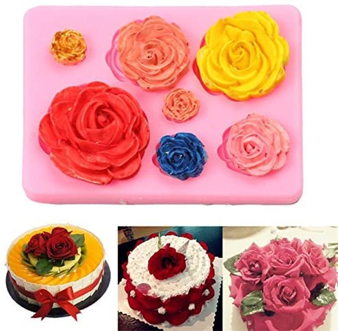 Non-Stick BPA-Free Silicone Rose Mold Set for Baking, Candy, Jelly Pudding, Chocolate & Ice Cubes - 2pcs Wedding Party Decoration & Dessert Making Kit