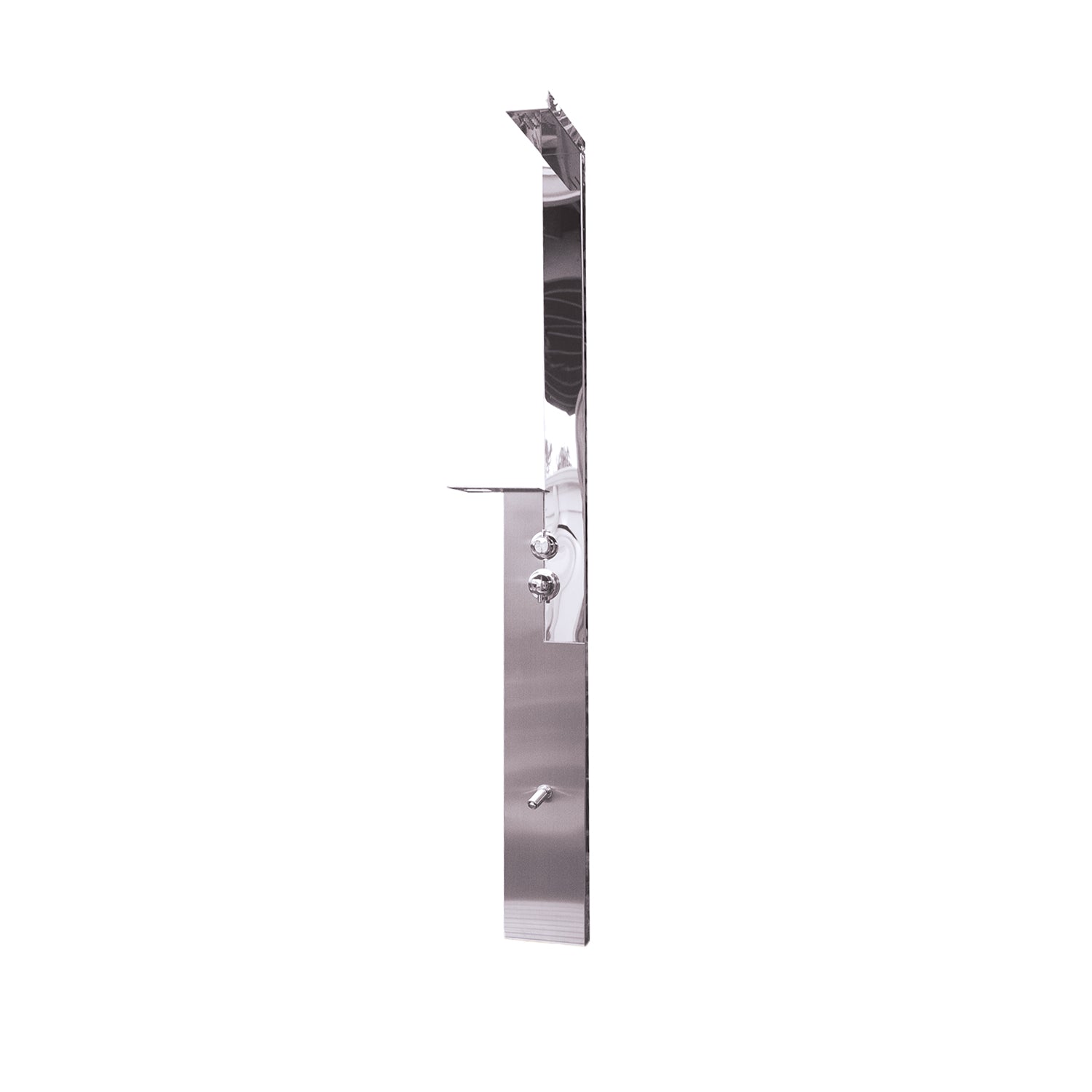 DAX Outdoor Shower with Rainfall Shower Head - Stainless Steel Poolside Shower with Foot Wash & Storage Shelves - Chrome Finish (82.7