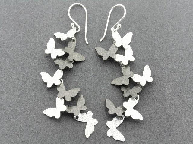 Butterfly Wishes Drop Earrings - Sterling Silver & Oxidized Vintage Style Dangle Earrings for Women, Perfect for Weddings, Parties & Everyday Wear