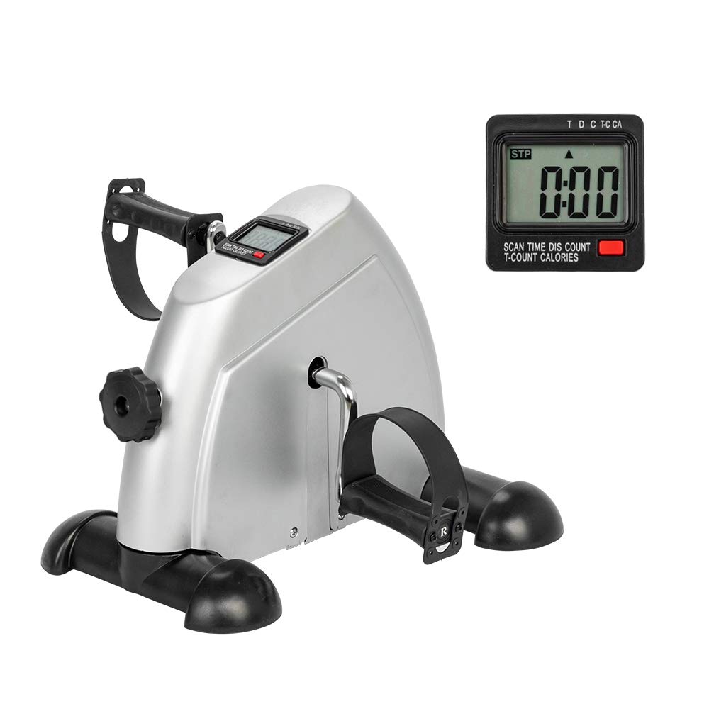 Under Desk Exercise Bike - Portable Mini Pedal Exerciser for Physical Therapy & Leg Workouts - Silver | Perfect for Office, Home & Rehab Use