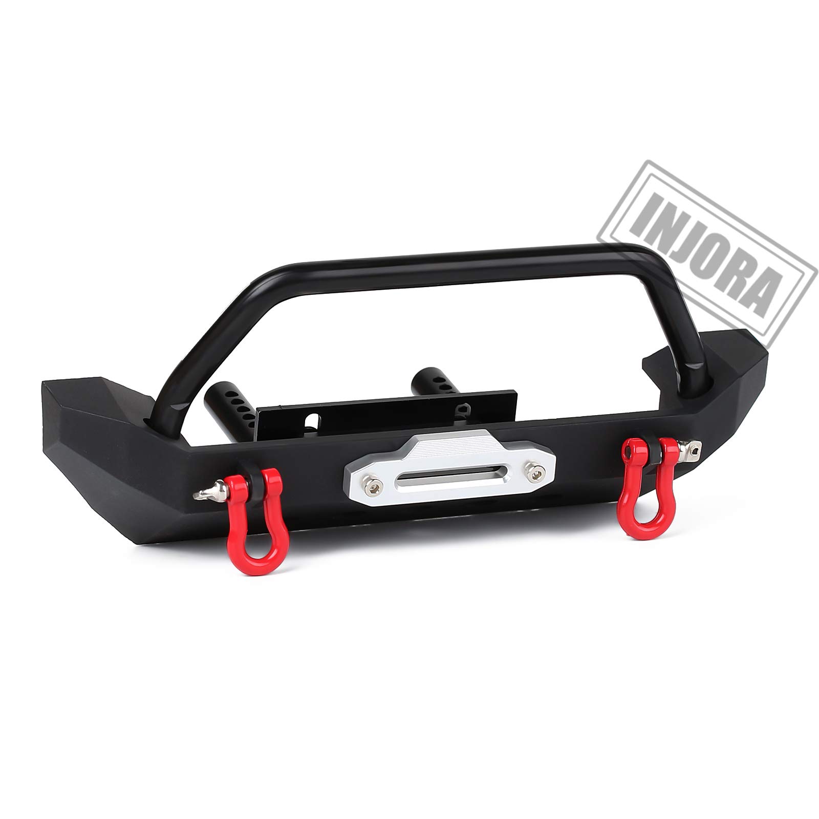 INJORA Heavy Duty Metal Front Bumper with Tow Hooks for 1/10 RC Crawler - Compatible with Axial SCX10, SCX10 III 90046 & AXI03007 - Perfect for Off-Road Crawling & Rock Climbing Adventures