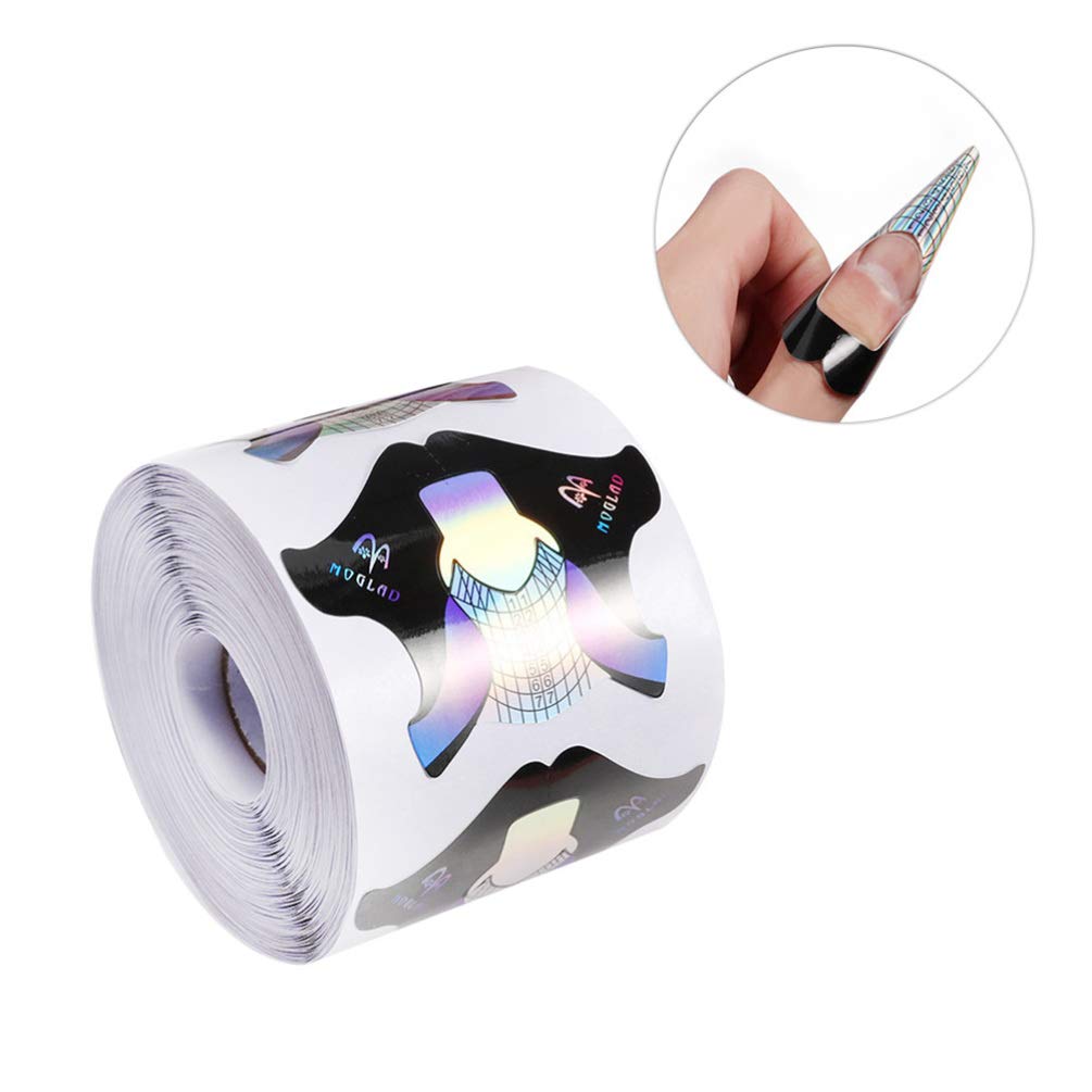 Minkissy 300Pcs Nail Forms for Nail Extension - Reusable Nail Art Tips Guide Stickers & Gel Paper Trays - Professional Nail Art Accessories for Women & Ladies - Perfect for Salon, DIY Manicure & Gel Nail Shape Extension
