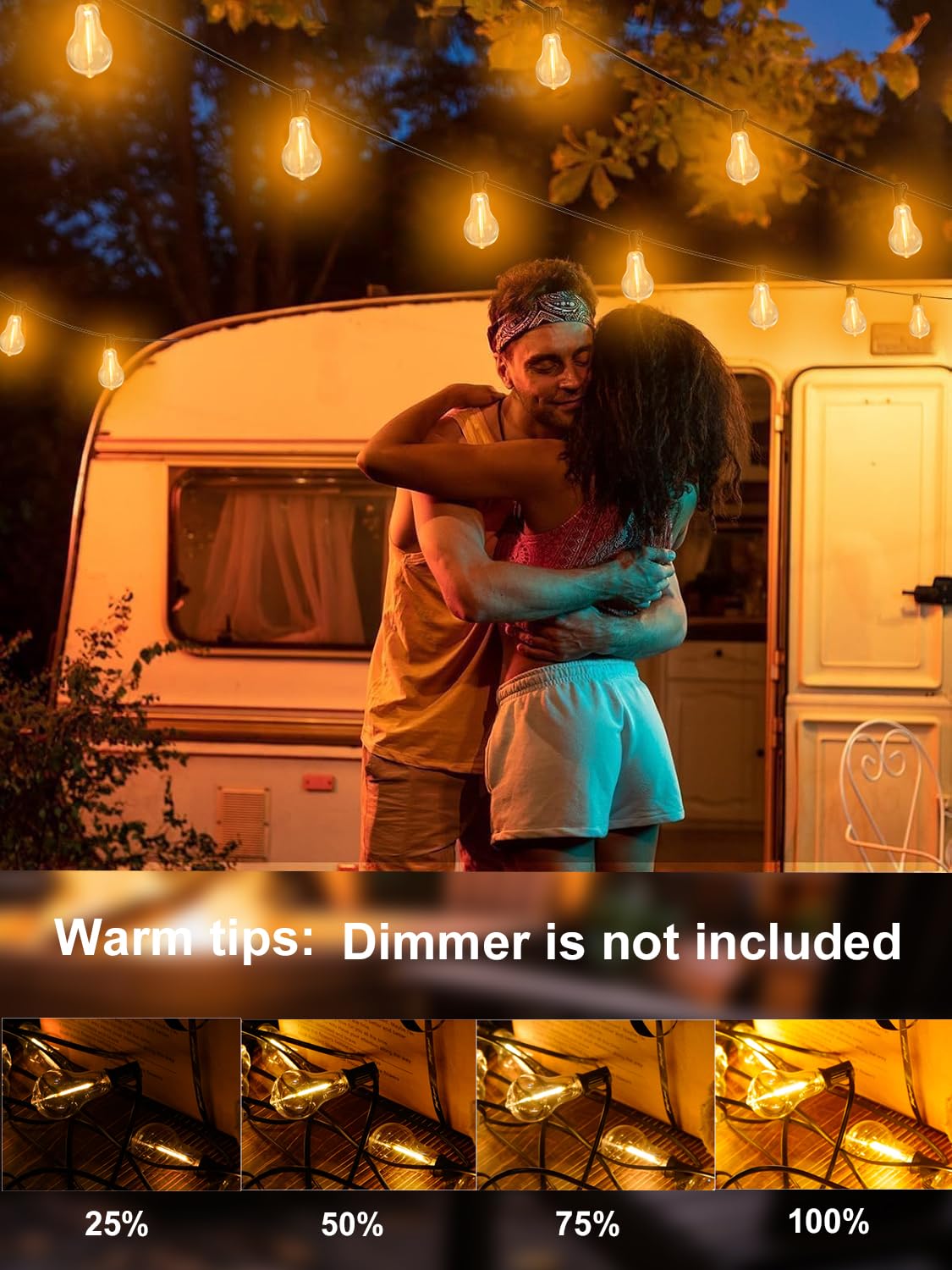 400FT Outdoor String Lights (4x100FT) - Waterproof LED Patio Lights with 208 Shatterproof Edison Bulbs, Connectable for Backyard, Balcony, Bistro & Porch - 2200K Warm White on Black Cord - Perfect for Outdoor Dining, Garden Parties & Evening Ambiance
