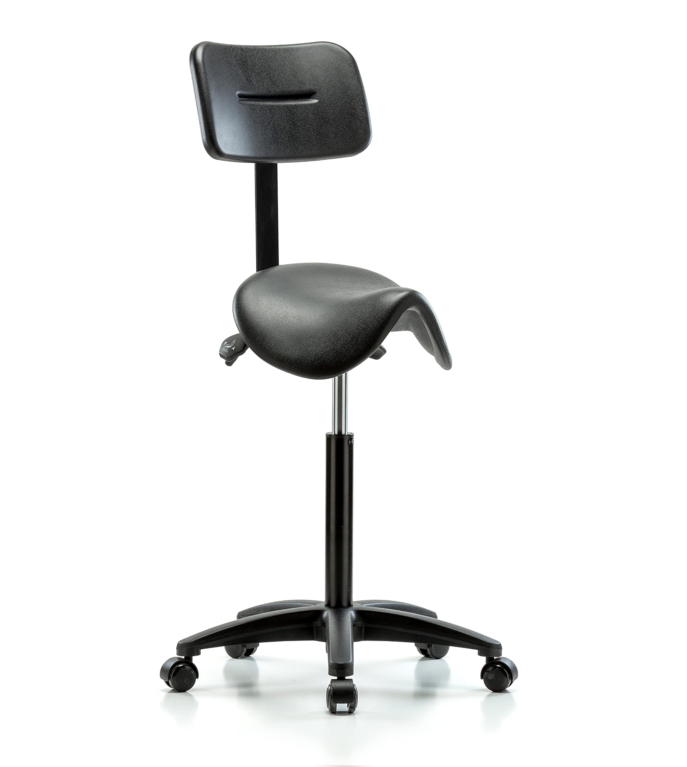 Ergonomic Perch Saddle Stool with Adjustable Height & Back Support - Comfortable Seating for Hardwood, Tile & Soft Floors - Perfect for Salon, Spa, Massage & Office Use