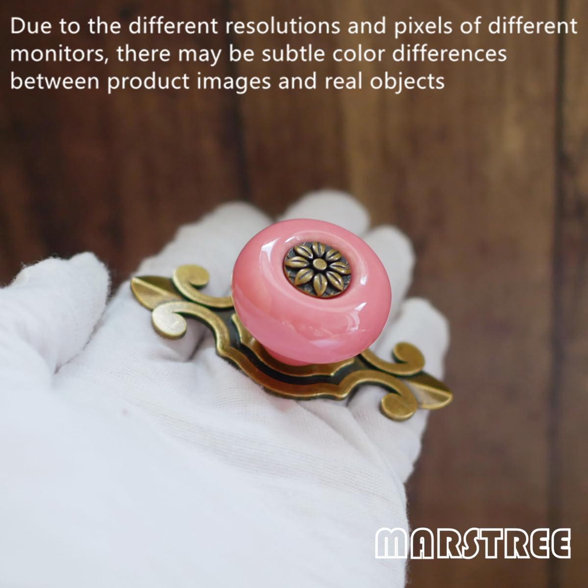 Vintage Ceramic Drawer Knobs - 2 in 1 Pink-Bronze Pulls (8 Pack) for DIY Cabinets & Dressers