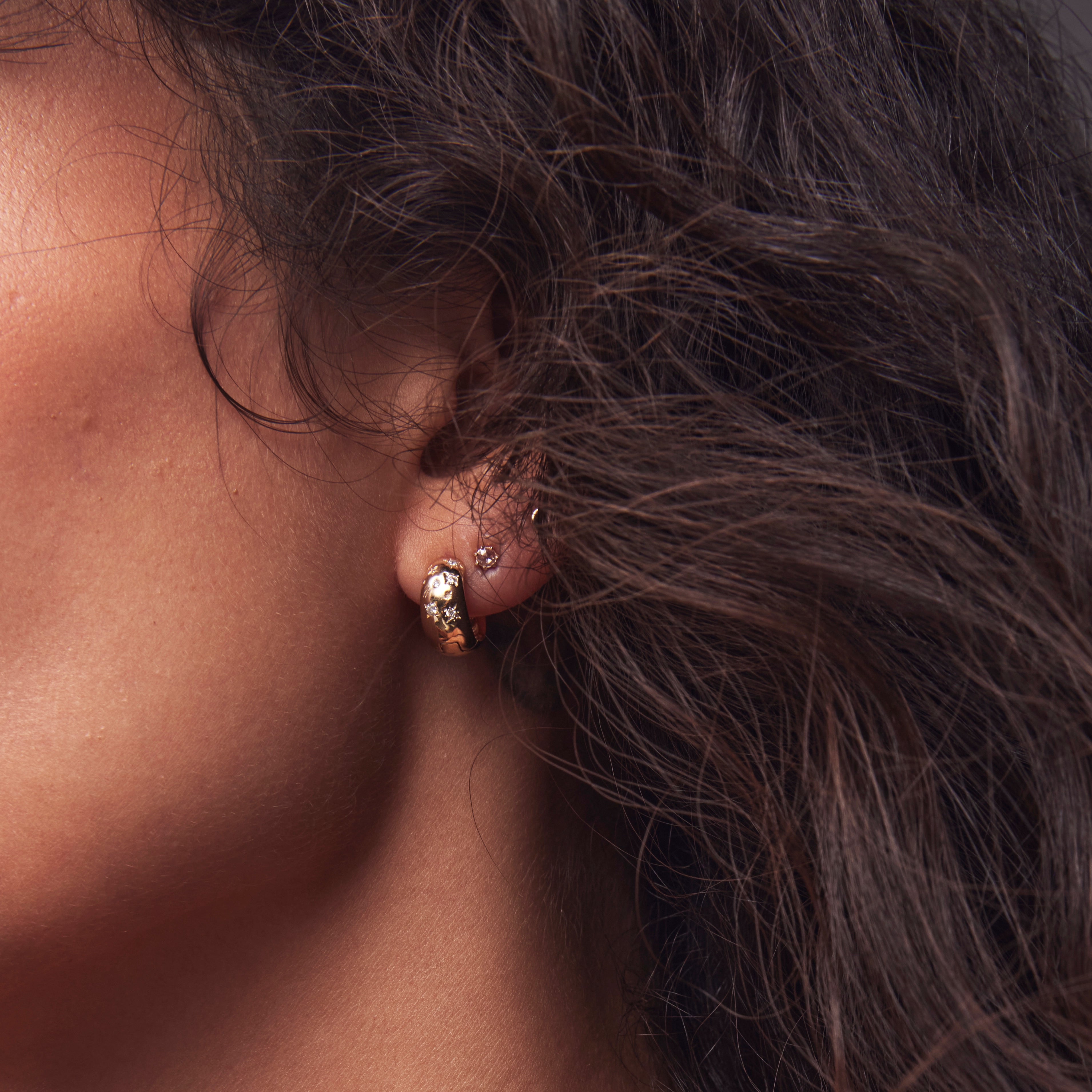 14K Yellow Gold Reversible Chunky Hoop Earrings with Natural Gemstones - Elegant Statement Jewelry for Women, Perfect for Parties, Weddings & Everyday Wear