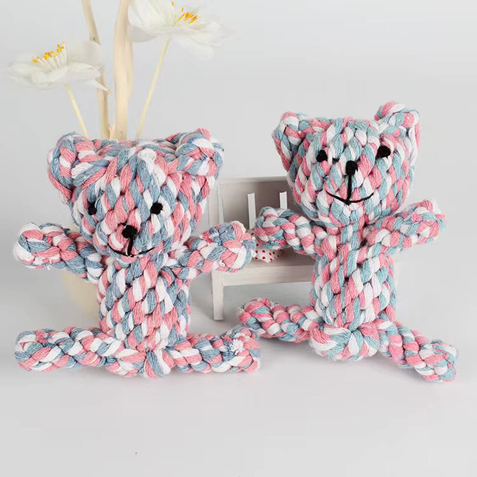 Durable Puppy Teething Chew Toys for Dogs - Safe Braided Rope Dog & Cat Chew Toys | Natural Pet Dental Health Toys | Handmade Dog Gift for Puppies & Adult Dogs - Perfect for Indoor Play, Training & Teething Relief