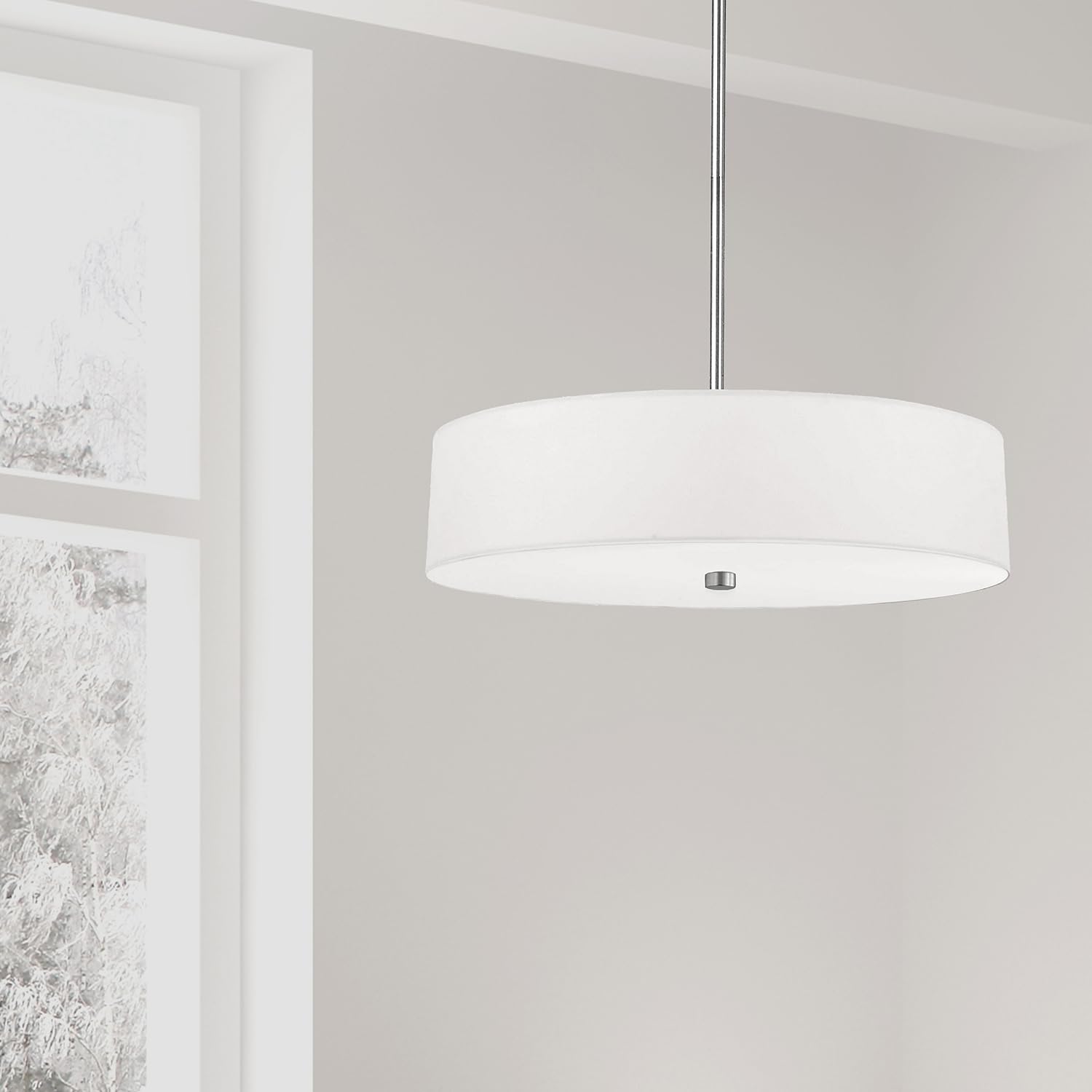 Dainolite 571-204P-PC-WH 4-Light White Modern Pendant Lighting Fixture for Kitchen Island, Dining Room & Living Room Ceiling