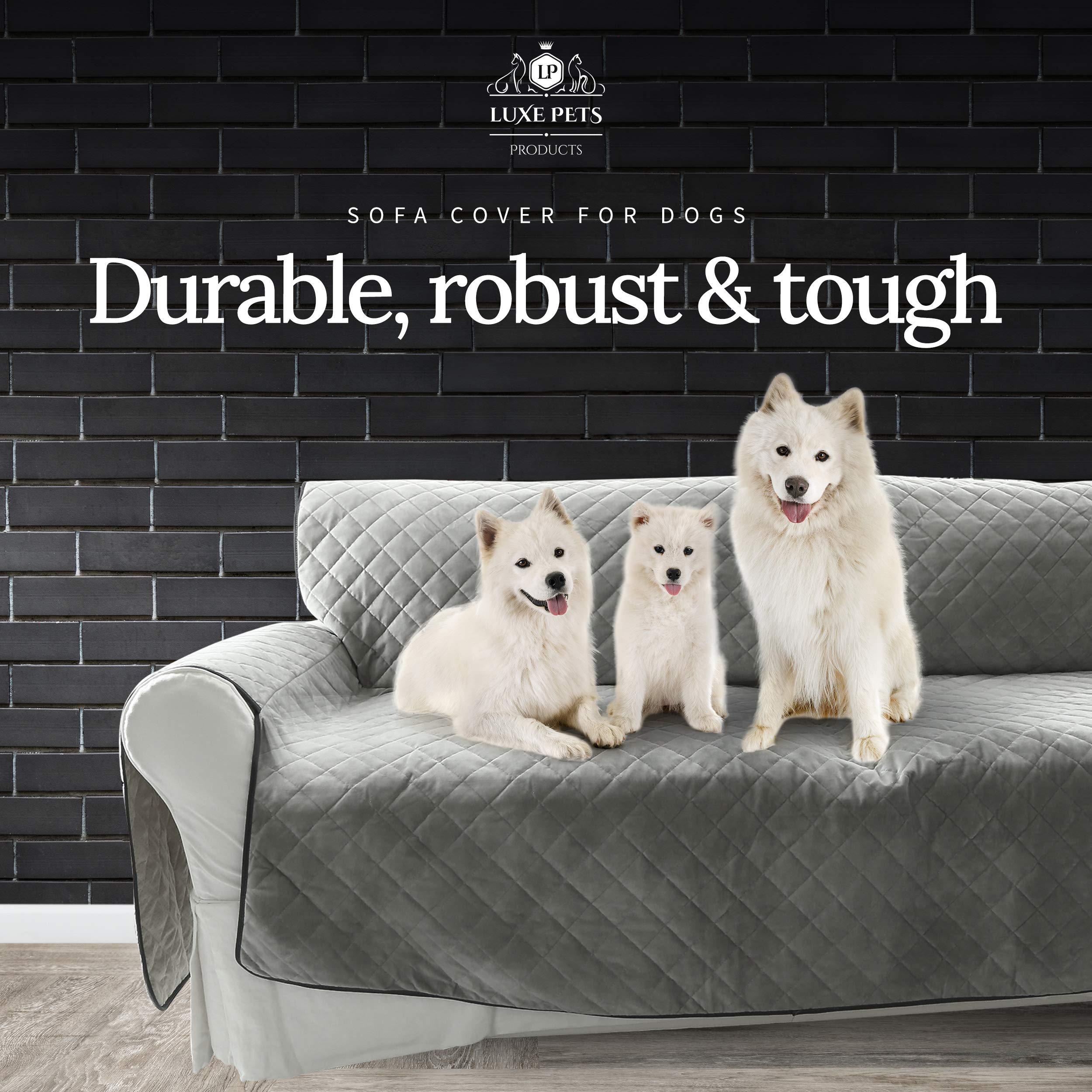 Premium Waterproof Dog Sofa Cover - Luxe Velvet Pet Furniture Protector with Non-Slip Bottom & 5 Pockets | Machine Washable, Adjustable Anchors | Perfect for Living Room, Bedroom & Pet-Friendly Homes