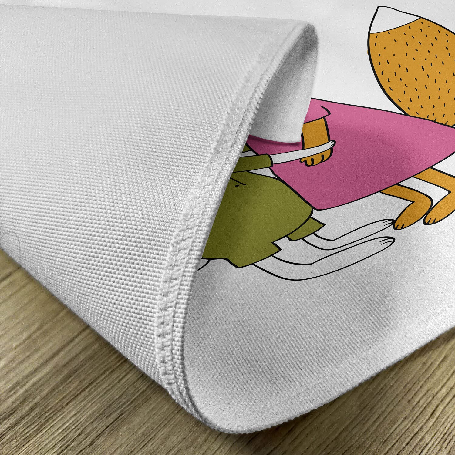 Ambesonne 4-Piece Animal Placemats Set - Fox & Hare Forest Wildlife Design, Washable Fabric Dining Table Mats for Kitchen & Dining Room Decor in Pink, Amber & Olive Green | Perfect for Family Dinners, Parties & Holiday Gatherings