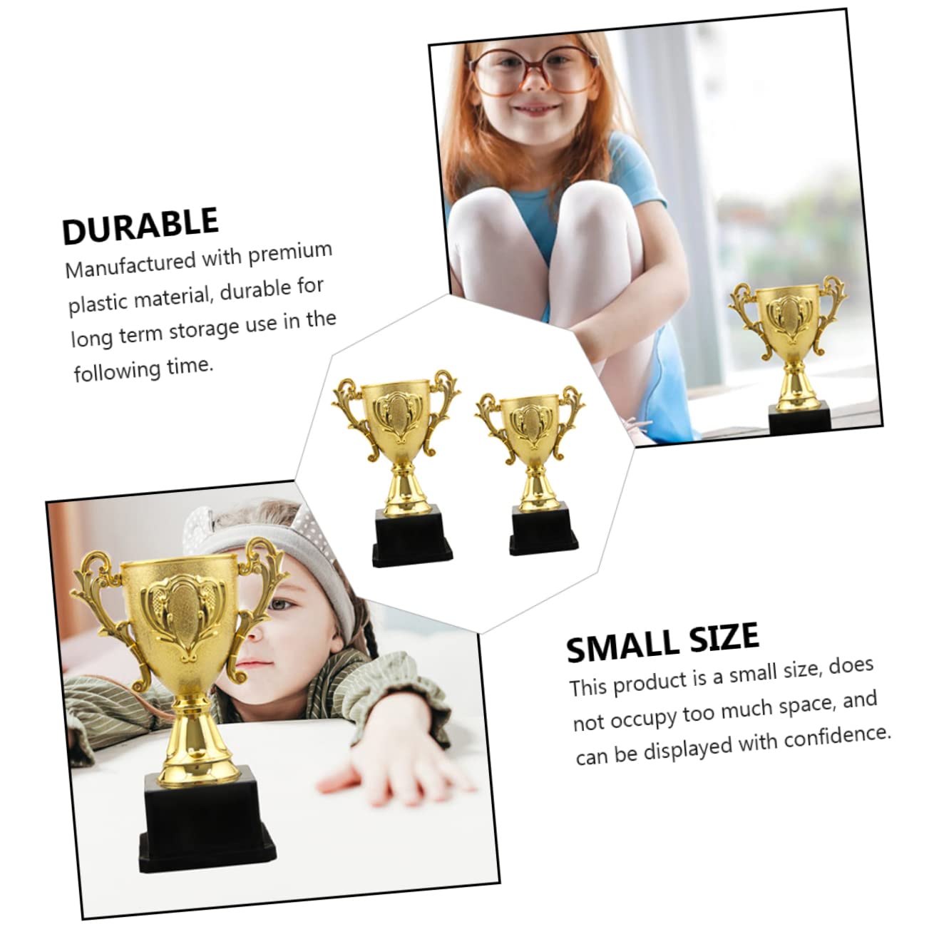 HLUONGTN 2 Pack Soccer Trophy Awards - Gold Plastic Football Trophies for Kids Sports, Team Party Decorations, Desk Display & Home Decor - Perfect for Soccer Tournaments, Birthday Gifts & School Awards